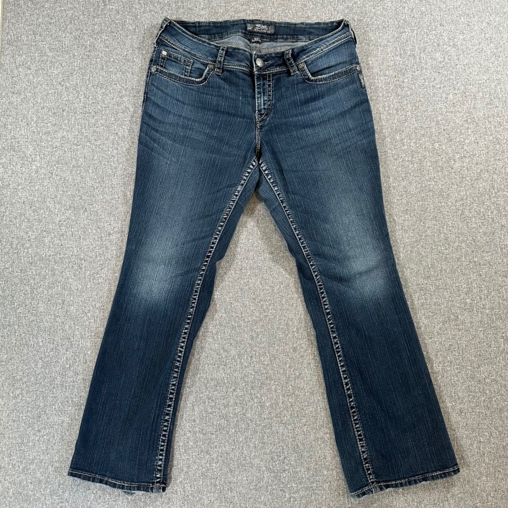Silver Jeans Co Suki Surplus Bootcut Dark Wash Blue Denim Curvy Fit Womens 14/32